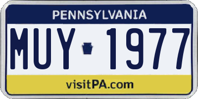 PA license plate MUY1977