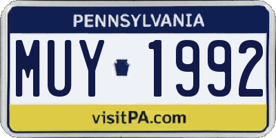 PA license plate MUY1992