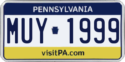 PA license plate MUY1999