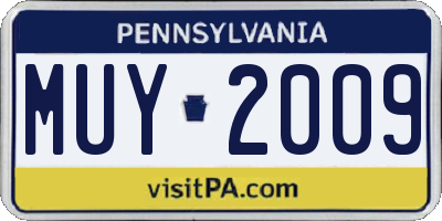 PA license plate MUY2009