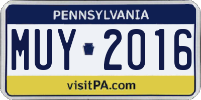PA license plate MUY2016