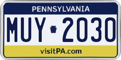 PA license plate MUY2030