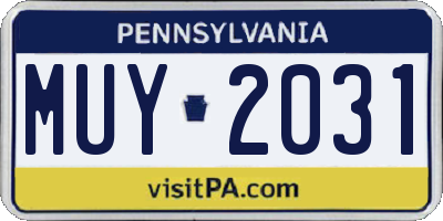 PA license plate MUY2031