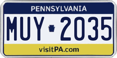 PA license plate MUY2035