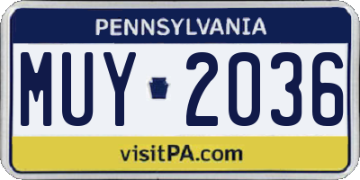 PA license plate MUY2036