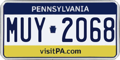 PA license plate MUY2068