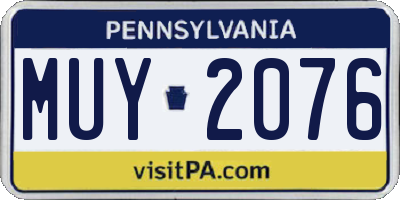 PA license plate MUY2076