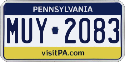 PA license plate MUY2083