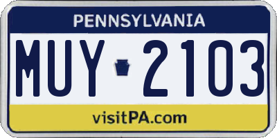 PA license plate MUY2103