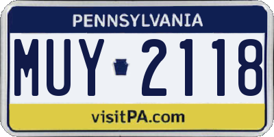 PA license plate MUY2118