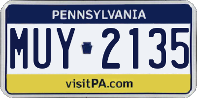 PA license plate MUY2135
