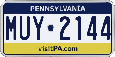 PA license plate MUY2144
