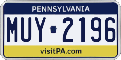 PA license plate MUY2196