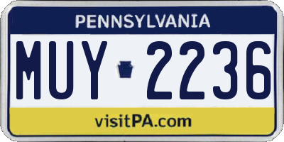 PA license plate MUY2236
