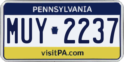PA license plate MUY2237