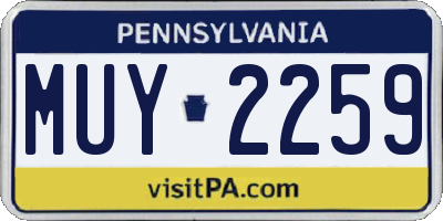PA license plate MUY2259