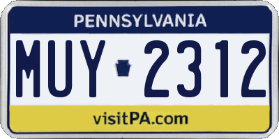 PA license plate MUY2312