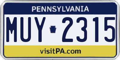 PA license plate MUY2315