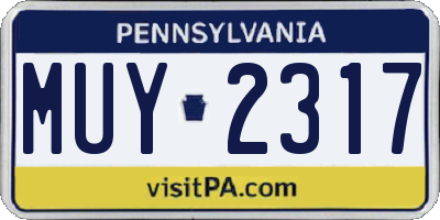 PA license plate MUY2317