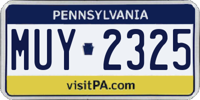 PA license plate MUY2325