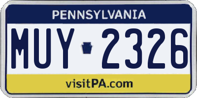 PA license plate MUY2326