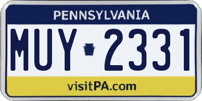 PA license plate MUY2331