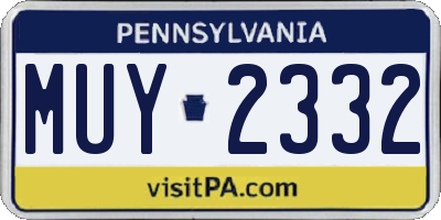 PA license plate MUY2332