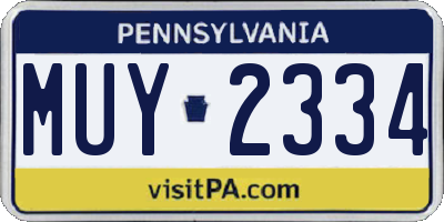PA license plate MUY2334