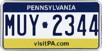 PA license plate MUY2344