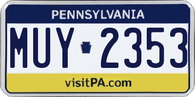 PA license plate MUY2353