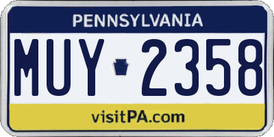 PA license plate MUY2358