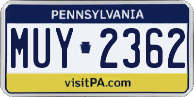 PA license plate MUY2362
