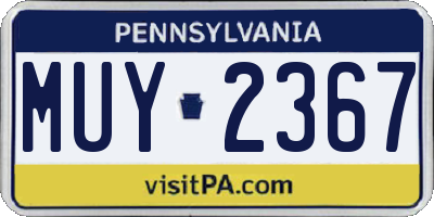 PA license plate MUY2367