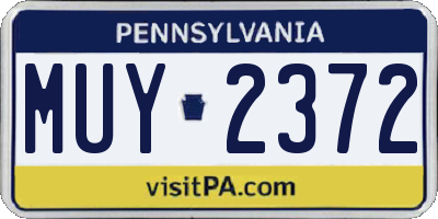 PA license plate MUY2372