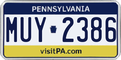 PA license plate MUY2386