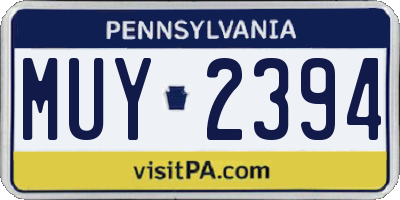 PA license plate MUY2394