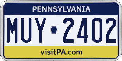 PA license plate MUY2402