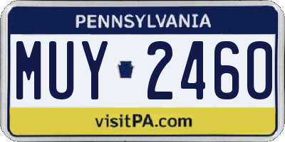 PA license plate MUY2460