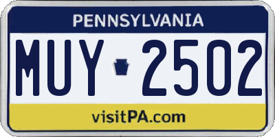 PA license plate MUY2502