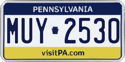 PA license plate MUY2530