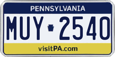 PA license plate MUY2540