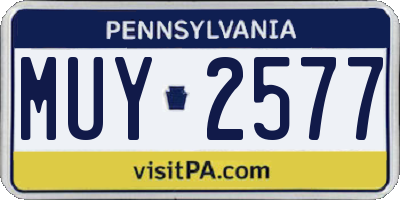 PA license plate MUY2577