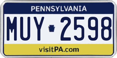 PA license plate MUY2598