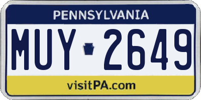 PA license plate MUY2649