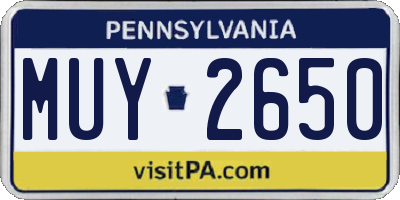PA license plate MUY2650