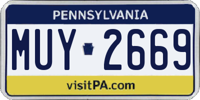 PA license plate MUY2669