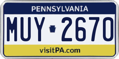 PA license plate MUY2670