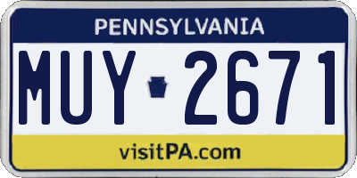 PA license plate MUY2671