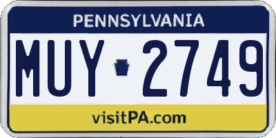 PA license plate MUY2749