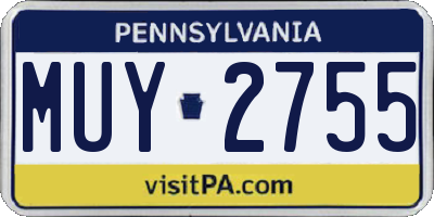 PA license plate MUY2755